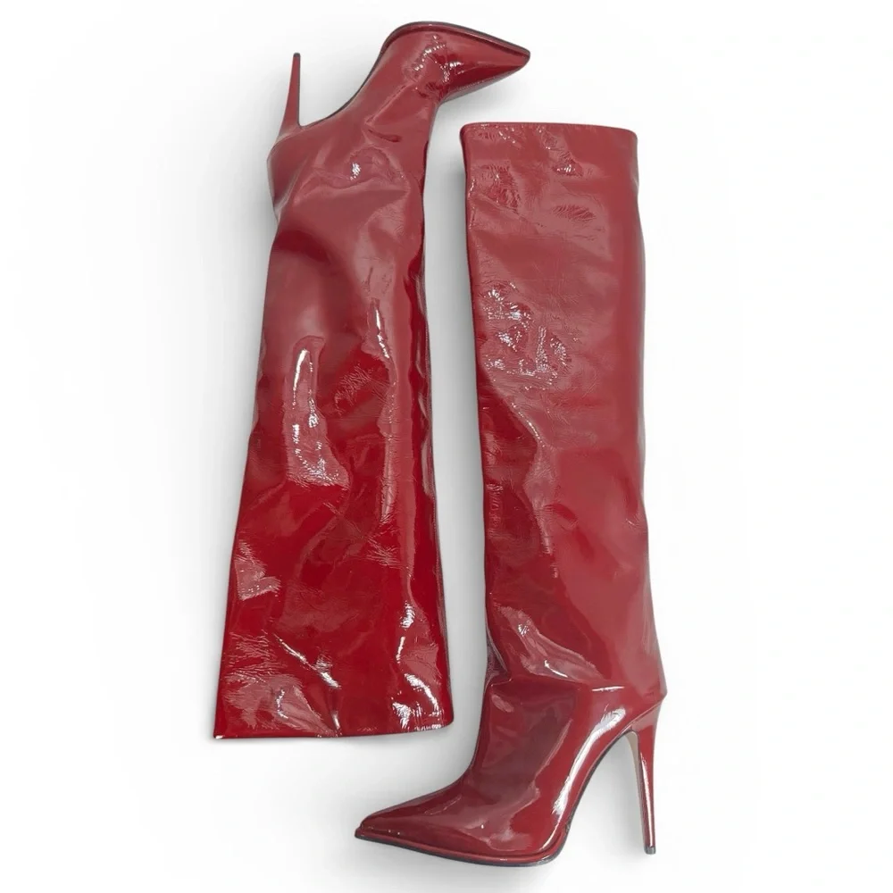 Tamara Mellon Trinity Patent Red Knee High Boots